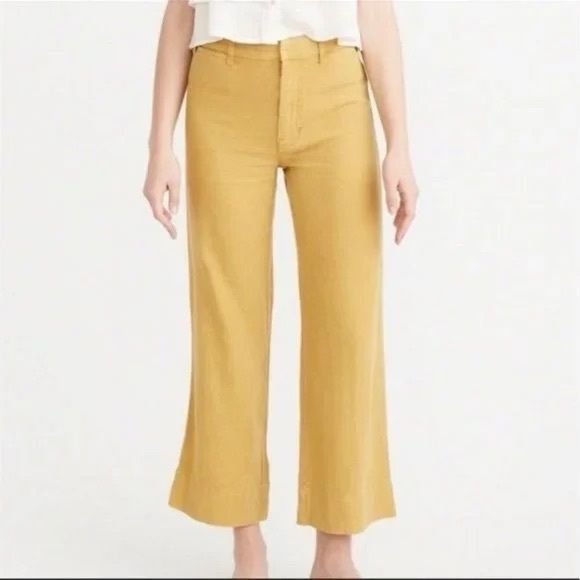 Abercrombie & Fitch Pants - Abercrombie & Fitch Size 4 Mustard Yellow Annie High Rise Wide Leg Cropped Pants